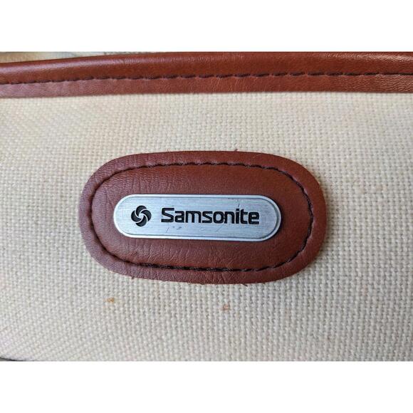 Samsonite Taiwan Duffle Bag 21" Travel Carry-On Beige Canvas - Picture 5 of 12